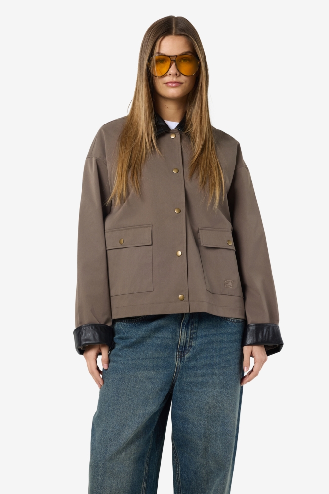NMNORA PU COLLAR JACKET DD 27034746 MOREL/BLACK